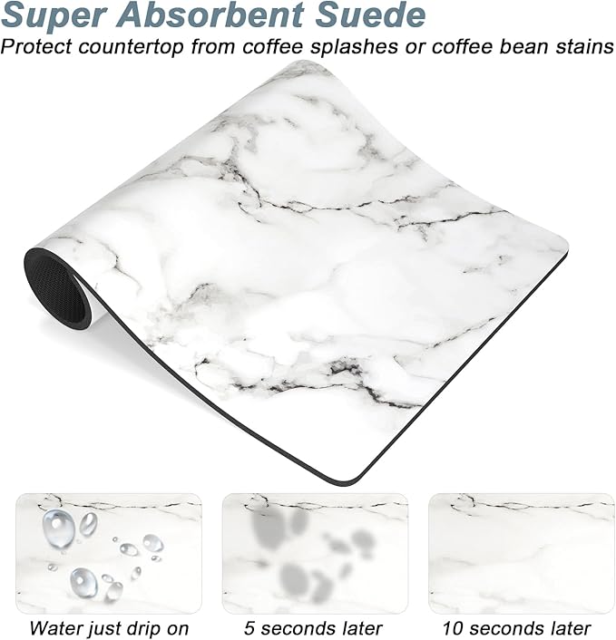 Rnivvi Coffee Mat, Hide Stain Rubber Backed Absorbent Dish Drying Pad - Image 3