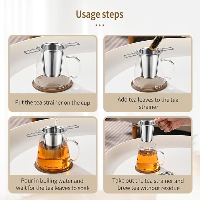 2Pack Long-Handled Tea Strainer, BOMANSI BOMS Stainless Steel Tea Infuser - Image 9