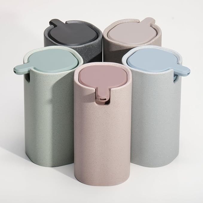 LINE+ARC Modern Easy-to-Press Soap Dispenser. No-Rust Cute Bathroom Beige - Image 2