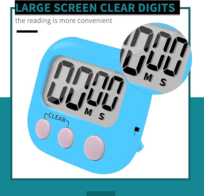 6 Pack Small Digital Kitchen Timer Magnetic Back and ON/Off Switch, Minute - Image 4