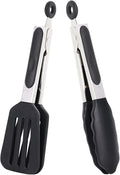 Mini Silicone Tongs Set of 2, Small Serving Tongs by Pharamat