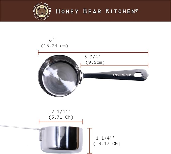 Honey Bear Kitchen 1/3 Cup 80 ml Leave-in Measuring Scoop Cups, Polished - Image 2