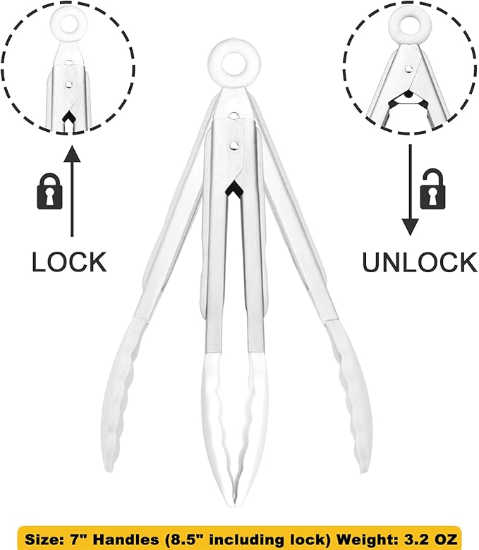 HINMAY Mini Tongs with Silicone Tips 7-Inch Serving Tongs - Image 3