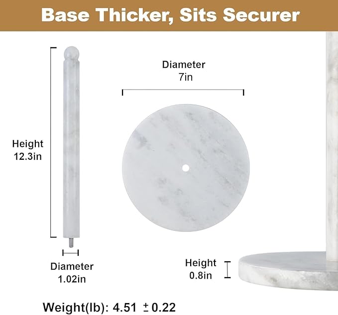 Koville African Natural Marble Paper Towel Holder Countertop, Genuine Stone - Image 4