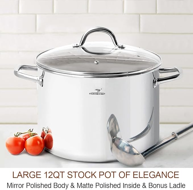HOMICHEF 12 Quart LARGE Stock Pot - Image 2