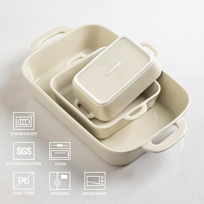 Sweejar Ceramic Bakeware Set, Rectangular Baking Dish - Image 3