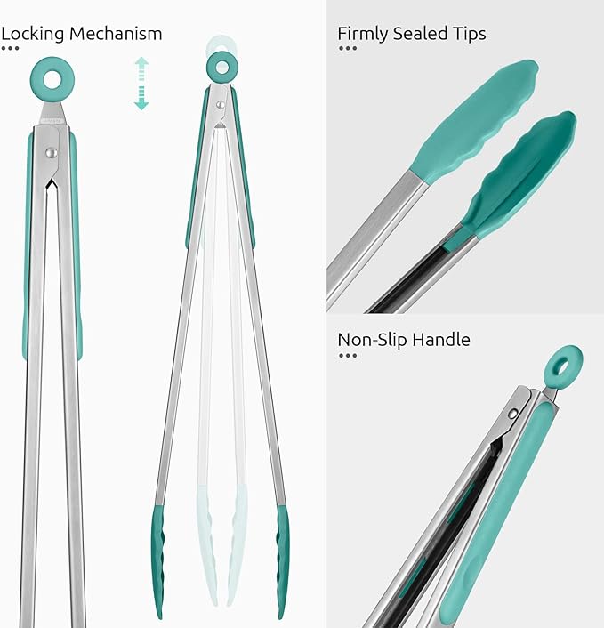 600ºF Heat Resistant Kitchen Tongs: U-Taste 16 in Extra Long Large Silicone - Image 6
