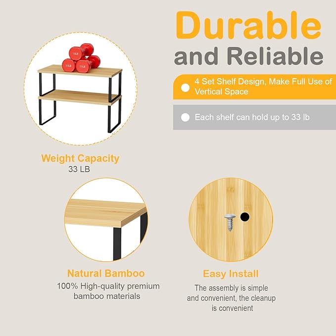 OGEMXU Cabinet Shelf Organizers, 15.7 inches Large Kitchen Counter Shelf - Image 6