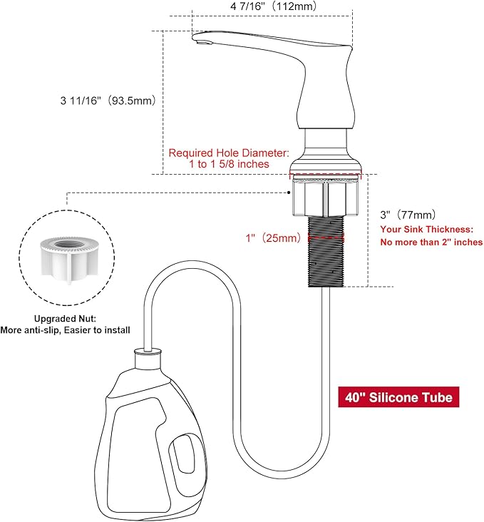 GAGALIFE Kitchen Sink Soap Dispenser Chrome, Under Sink Soap Dispenser - Image 2