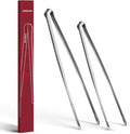 Precision Serrated Non-Slip Tips Cooking Tongs 2 Set, One-Piece 18/8 Stainless by COOCLAN