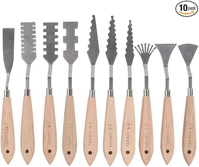 CONDA Palette Knife Set -10Pcs Stainless Steel Spatula Pallet Knife Painting by CONDA