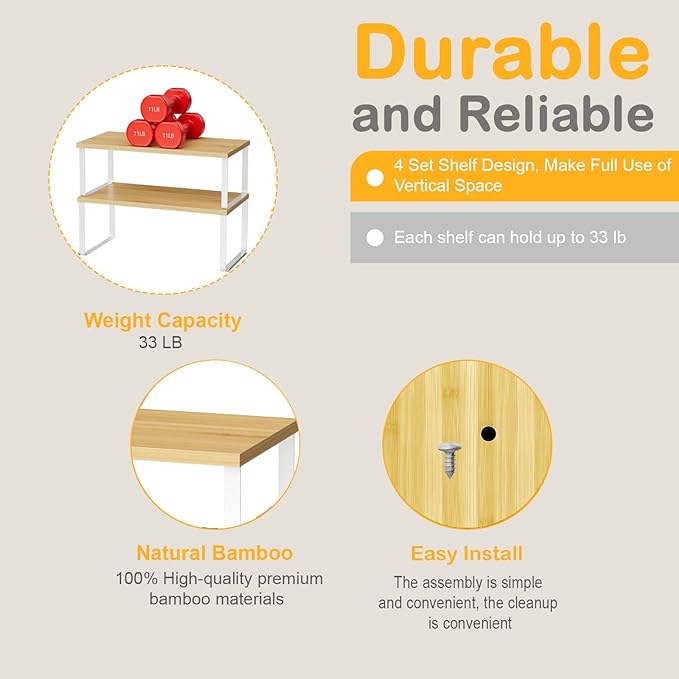 OGEMXU Cabinet Shelf Organizers, 15.7 inches Large Kitchen Counter Shelf - Image 5