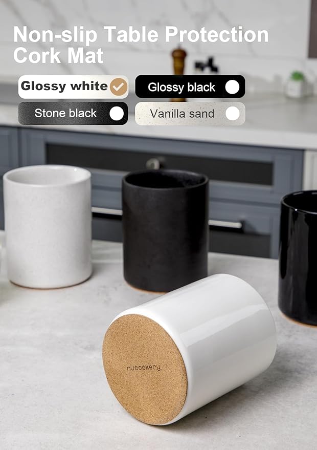 Nucookery Utensil Holder, 6.4" Ceramic Kitchen Utensil Holder - Image 2