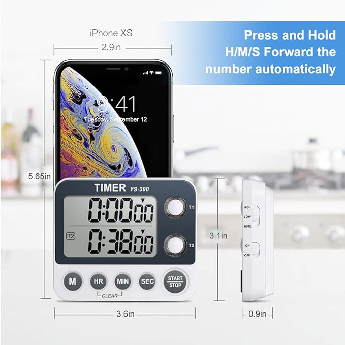 HomeMall Digital Kitchen Cooking Timer, Dual Count Up & Down - Image 4