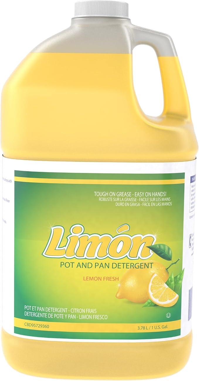 Diversey Limon Pot & Pan Detergent - Tough On Grease, Easy On Hands - High-Sudsing Liquid Dish Soap Concentrate, Lemon Fresh Scent, 1-Gallon (Pack of 2)