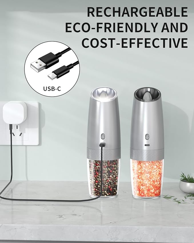 CIRCLE JOY Gravity Electric Salt and Pepper Grinder Set - Image 3