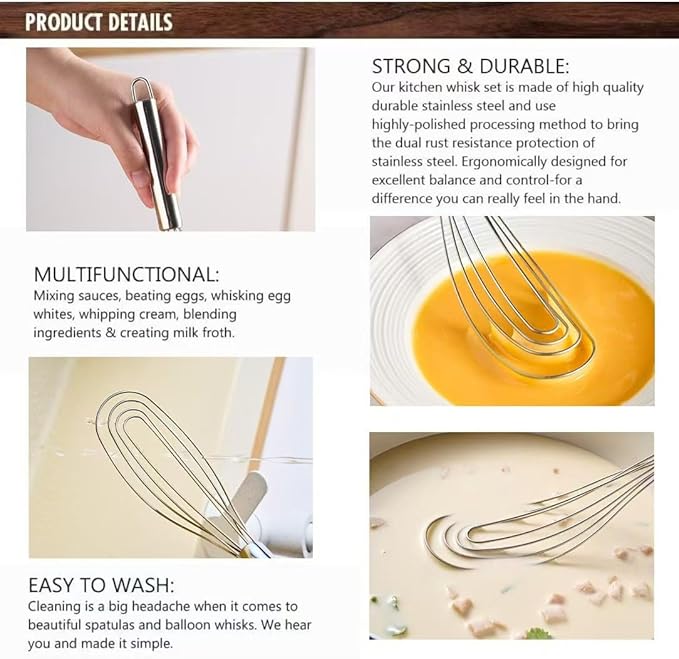 10.63" Stainless Steel Flat Whisk, Egg Beater - Image 3
