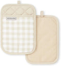 KitchenAid Gingham Pot Holder 2-Pack Set, Milkshake Tan by KitchenAid