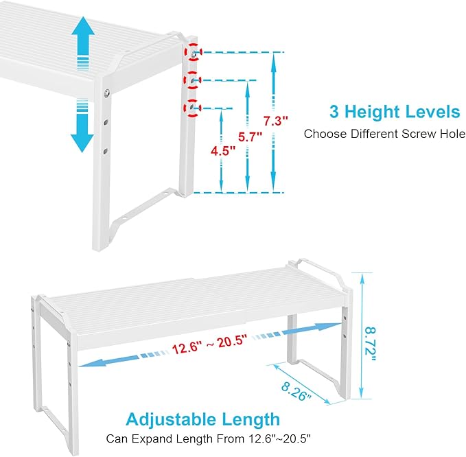 X-cosrack 2 Pack Expandable Kitchen Cabinet Shelf Organizer, Stackable - Image 2