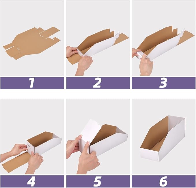 EXYGLO Cardboard Storage Bins 50 Pack, Corrugated Organizer Bins - Image 5