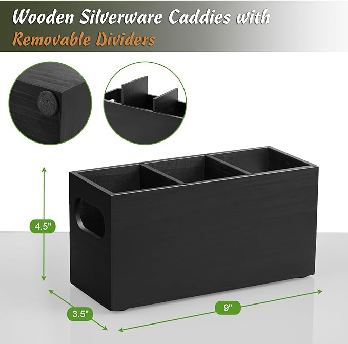 DRASTAR Silverware Holder, Wooden Utensil Caddy, Cutlery Holder - Image 3