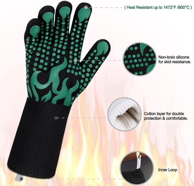 Comsmart BBQ Gloves, 1472 Degree F Heat Resistant Grilling Gloves Silicone - Image 4