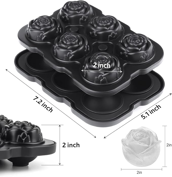 Ice Cube Tray, Mikiwon 2 inch Rose Ice Cube Trays - Image 2