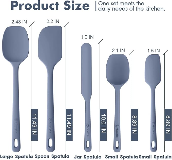 ChefAide 5 Pieces Silicone Spatula Set, Food Grade Rubber Spatula, Upgrade - Image 2