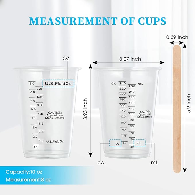 100 PACK Plastic Measuring Cups, 10 oz Disposable Mixing Cups - Image 7