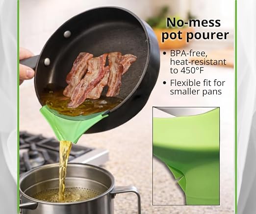Collapsible Funnel Set of 3 | Silicone Pot Edge Soup Pour Spout | Food Grade - Image 5