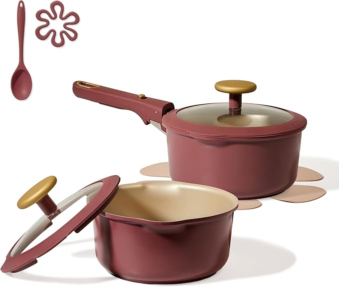 CAROTE 2.0Qt & 3.0Qt Titanium Nonstick Reinforced Sauce Pan Sets by CAROTE