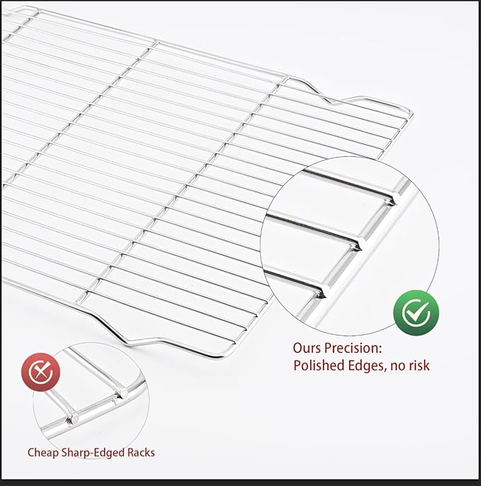 2-Pack Cooling Racks for Baking, 10x15 Inch Heavy Duty Stainless Steel Wire - Image 4