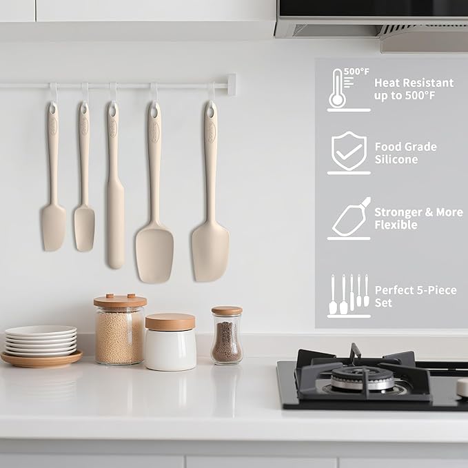 Coukre Silicone Spatula Set of 5, High Temperature Resistant, Food Grade - Image 4