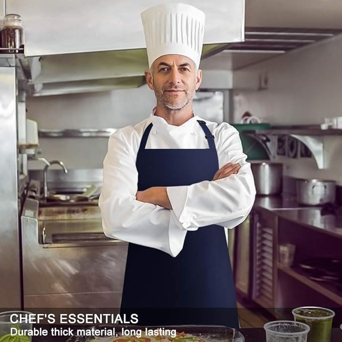 Jubatus 2 Pack Bib Aprons with 2 Pockets Cooking Chef Kitchen Apron - Image 4