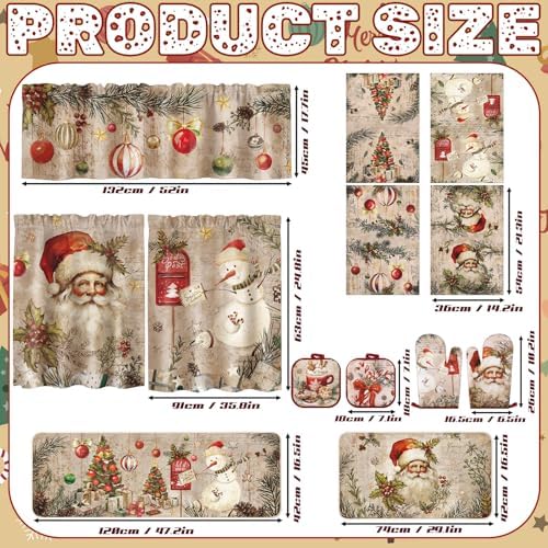 13 Pcs Christmas Kitchen Set Towels Mats Potholders Oven Mitts