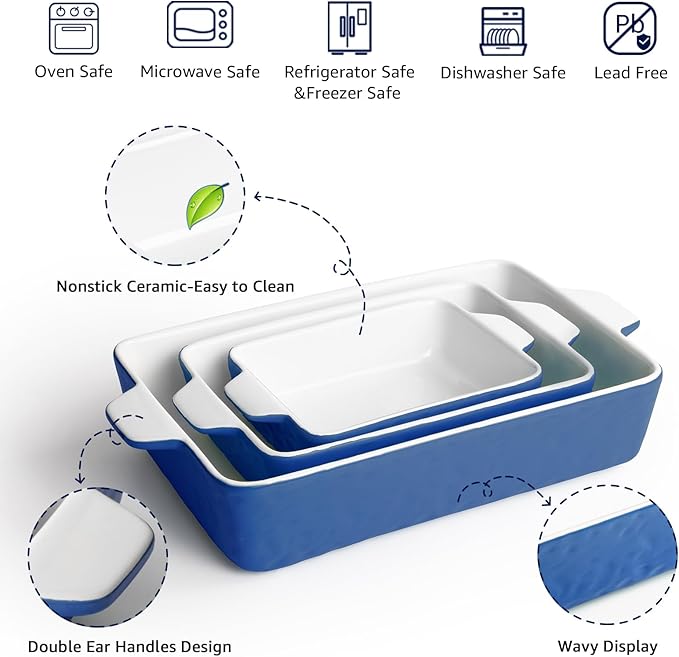 Casserole Dishes for Oven, Ceramic Baking Dishes, Lasagna Pan - Image 4