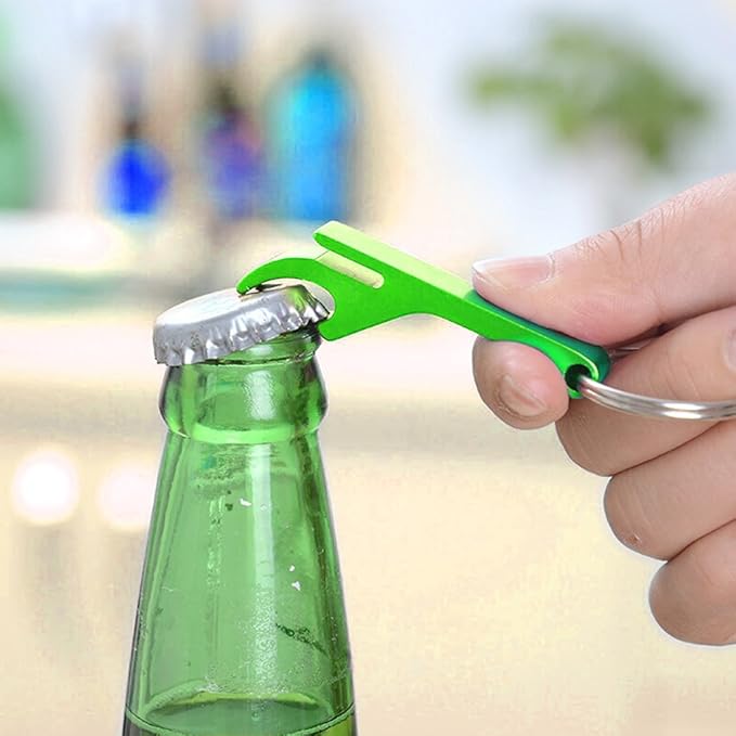 cnomg 16 pcs 8 Colored Metal Bottle Opener, Split Key Ring Chain Keychain Bulk - Image 3