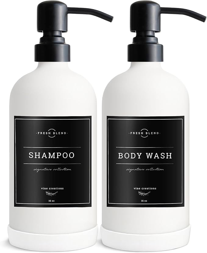 Vine Creations White Glass Soap Dispenser, 2 Pack Kitchen Soap Dispenser Set - Image 7