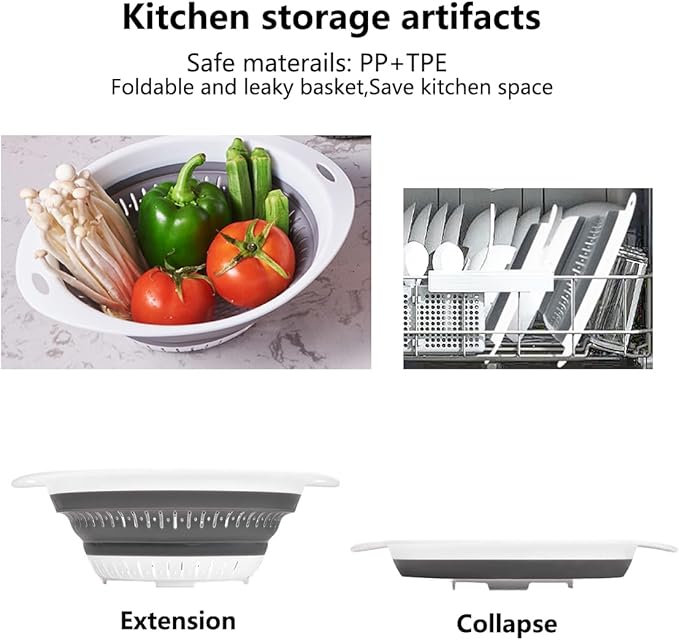 Collapsible Colander and Strainer, Silicone Strainer Colanders & Food Strainers - Image 4