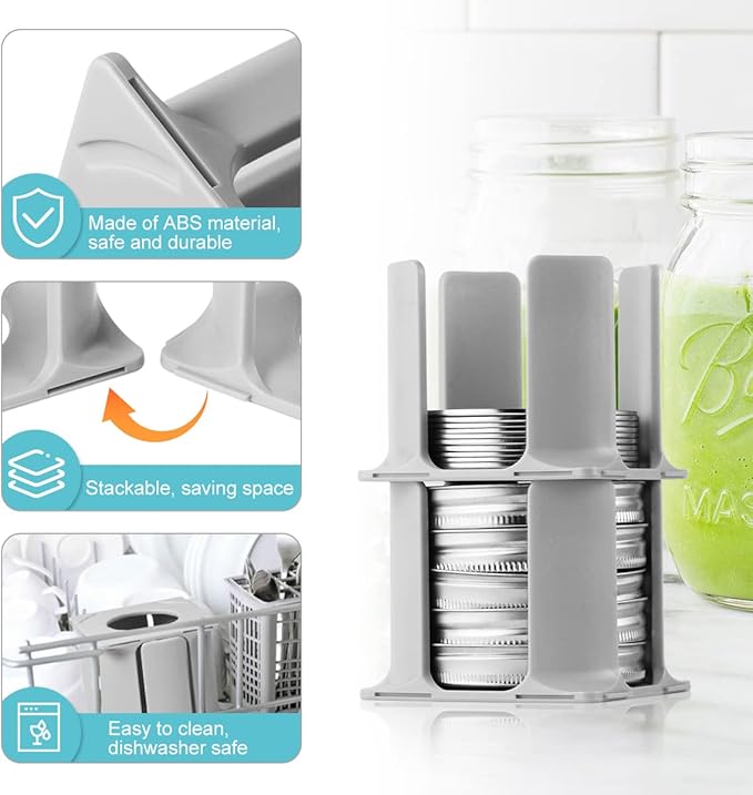AIEVE Mason Jar Lid Organizer, 4 Pack Canning Lid Storage Rack - Image 3