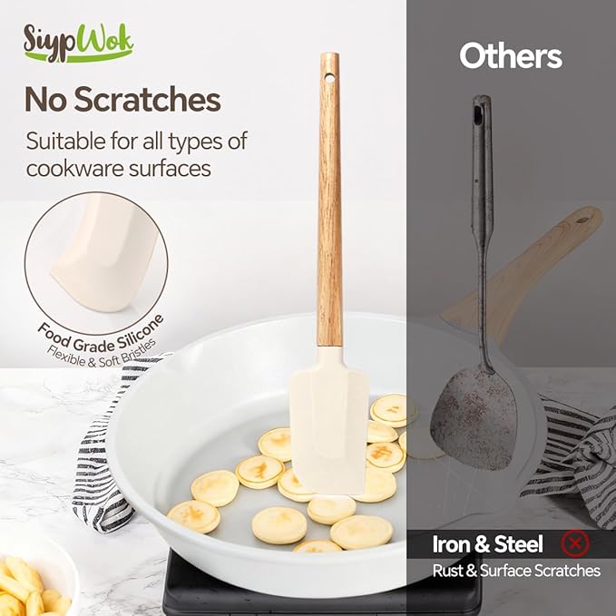 Silicone Spatula Set, Food Grade Rubber Spatula-5 Piece Nonstick Rubber Spatulas - Image 4
