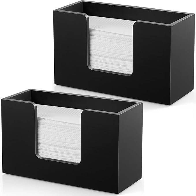 2-Pack Paper Towel Dispenser Countertop, Wooden Bathroom Paper Towel Holder by Bivvclaz