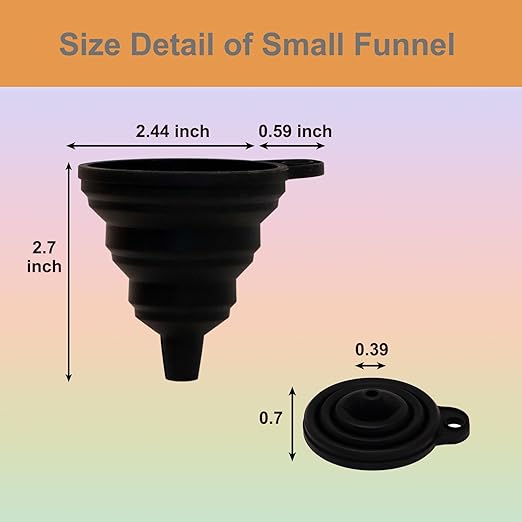 Kitchen Funnel Set 6 Pcs, 2 Collapsible Silicone Funnels - Image 4