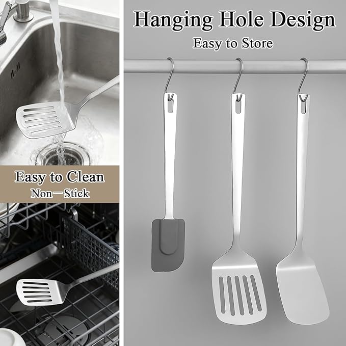 Berglander Stainless Steel Spatulas Set 3pcs, Metal Spatula - Image 7