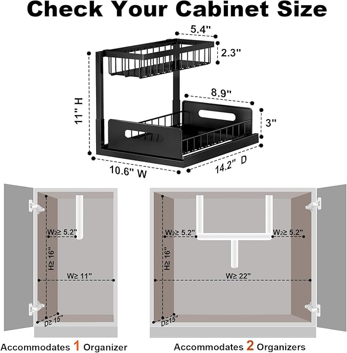 REALINN Under Sink Organizer, Pull Out Cabinet Storage 2 Tier Slide Out Sink - Image 2