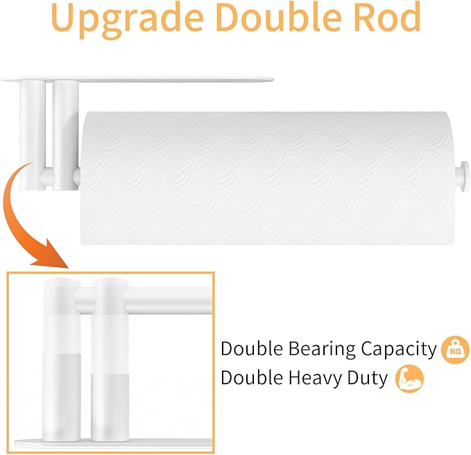 Paper Towel Holder Under Cabinet, 13Inch Self-Adhesive or Wall Paper Towel - Image 2