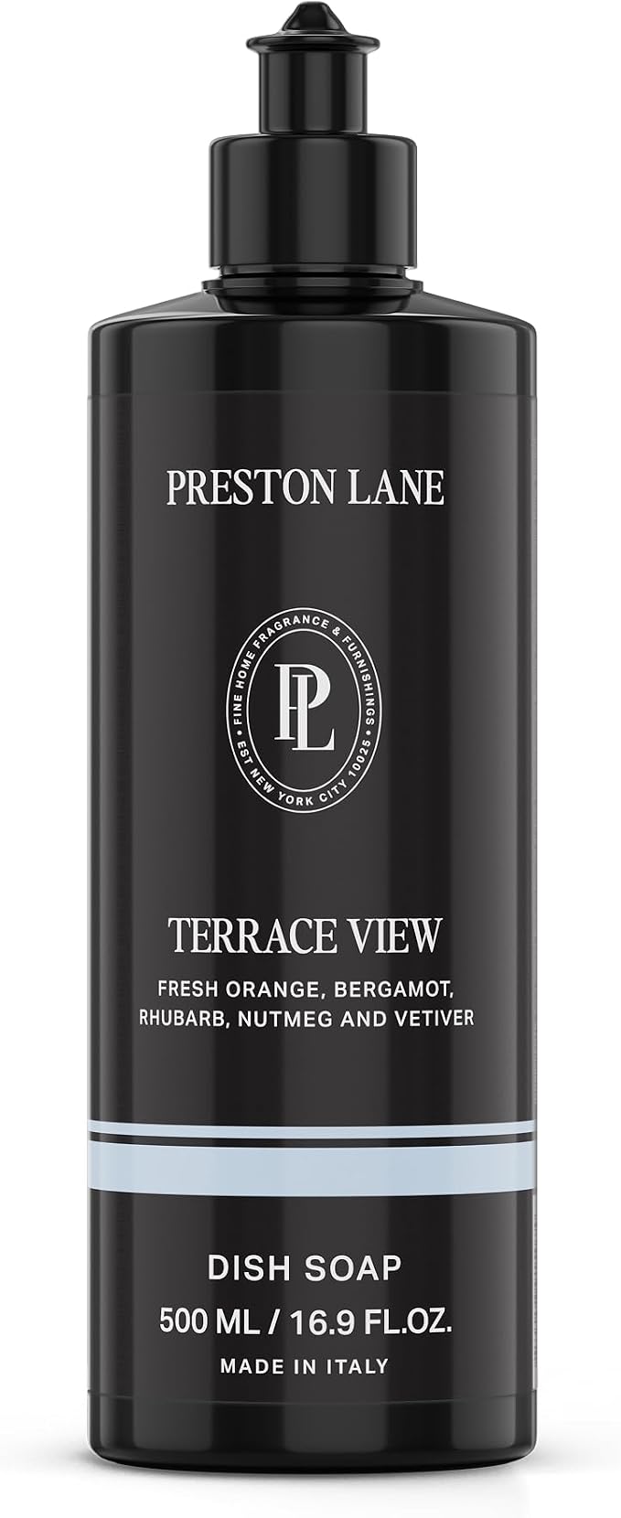 Preston Lane Liquid Dish Soap 16oz, Scented, Grease Cutting - Terrace View | Vegan Dishwashing Soap, Plant Based with Essential Oils, Gentle on Hands, Clean Ingredients