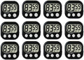 12 Pack Digital Kitchen Timer Large LCD Display Loud Alarm Strong Magnetic Stand by Rumcnjen