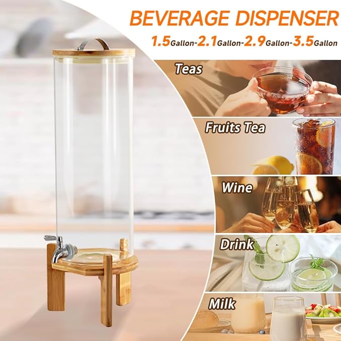 Beverage Dispenser, 3.5 Gallon Glass Drink Dispenser - Image 4