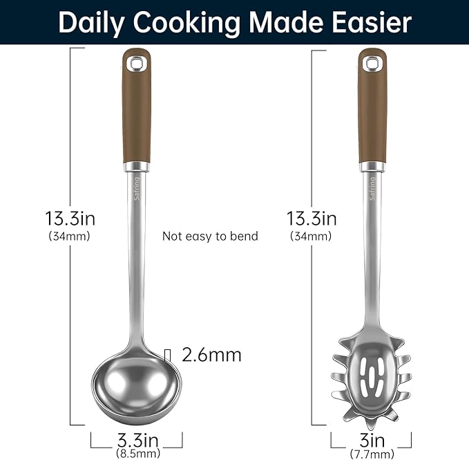 Safring Stainless Steel Soup Ladle and Spaghetti Spoon Set, Heat Resistant - Image 2
